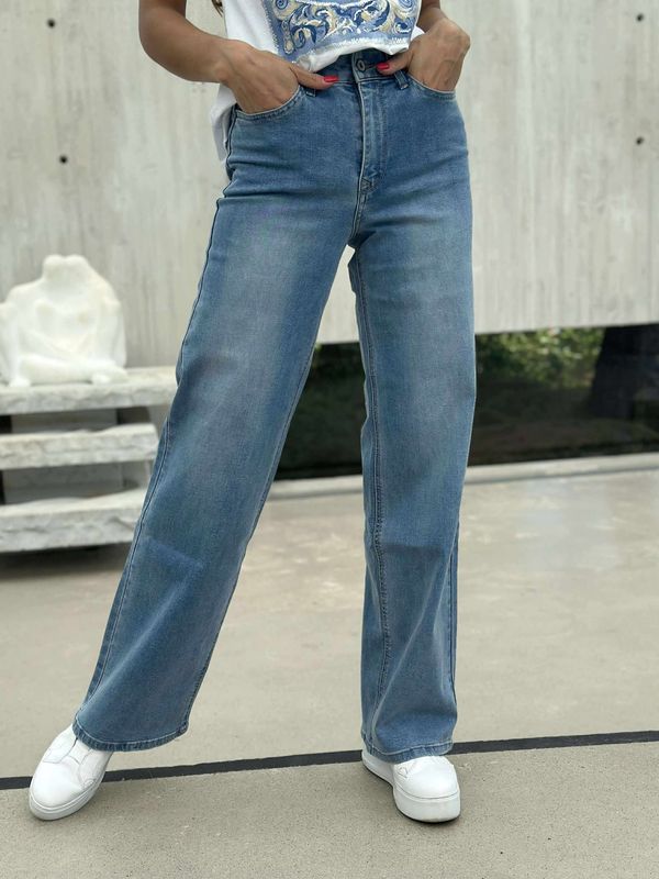 Pepper Jeans Wide Leg High Waist Mellom Lys Vask