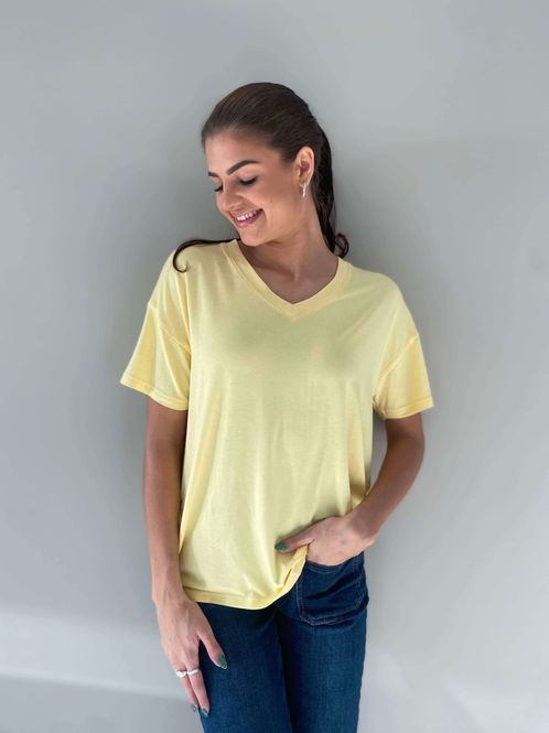 Hovedbilde Pepper Basic T-Skjorte V-Hals Gul