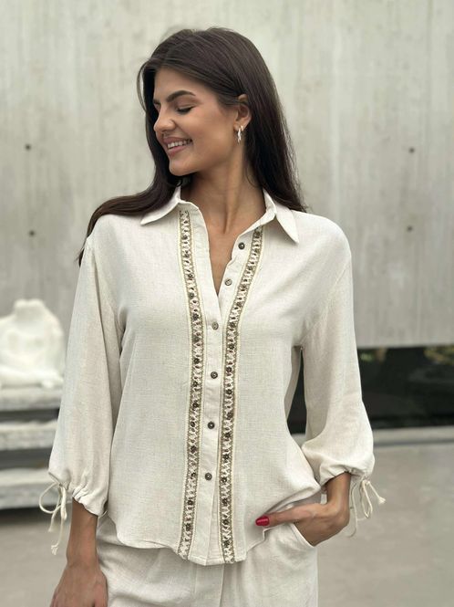 Hovedbilde Tilla Linbluse Beige