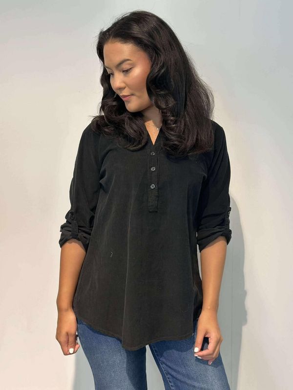 Cord Skjortebluse Sort