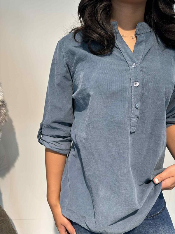 Cord Skjortebluse Jeans Blå