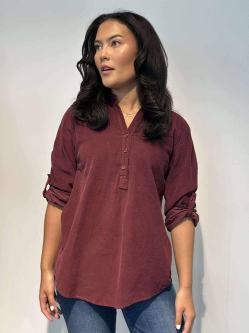 Hovedbilde Cord Skjortebluse Vinrød