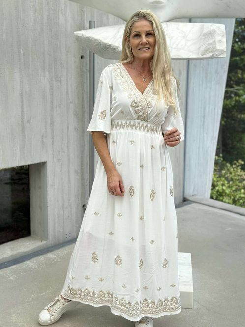 Hovedbilde Sally Kjole Hvit/Beige