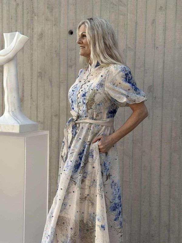 Valentina Kjole Lang Blå