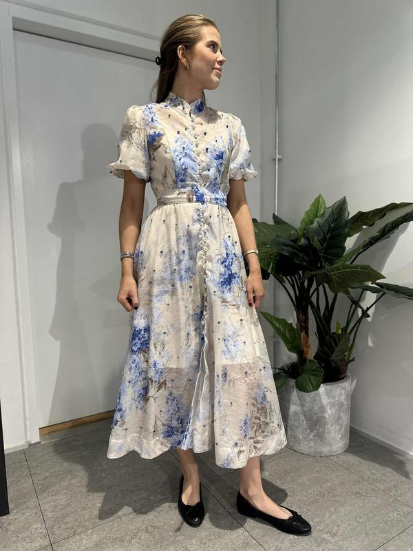 Valentina Kjole Lang Blå