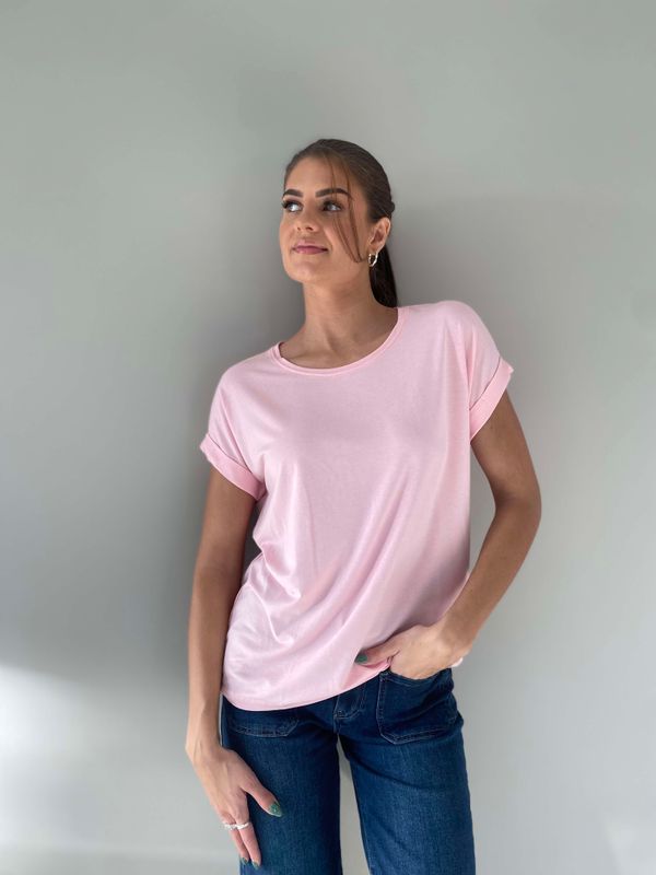Pepper Basic T-Skjorte Rund Hals Babyrosa