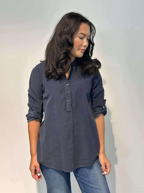 Cord Skjortebluse Navy