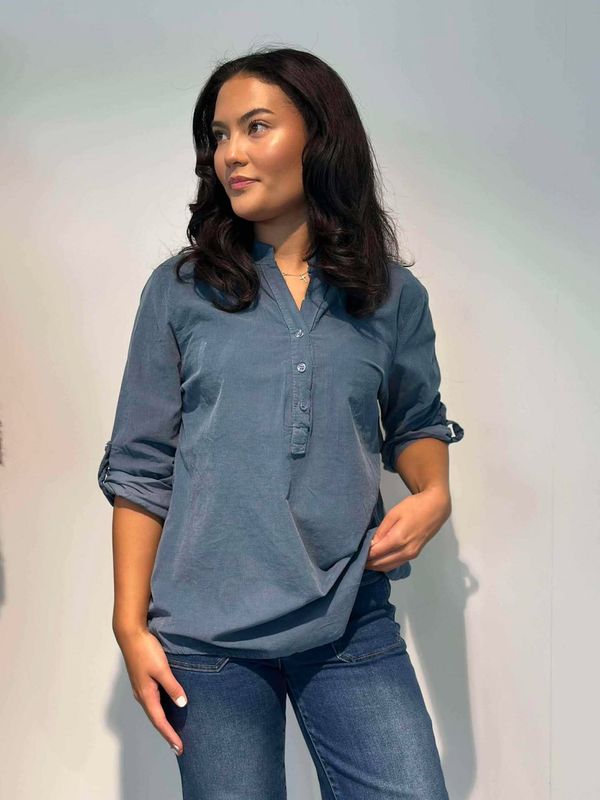 Cord Skjortebluse Jeans Blå
