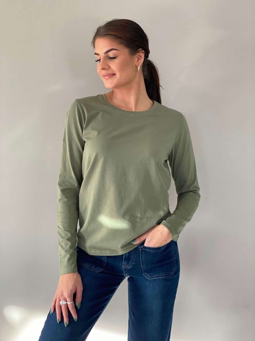 Hovedbilde Pepper Basic Longsleeve Rund Hals Khaki Grønn