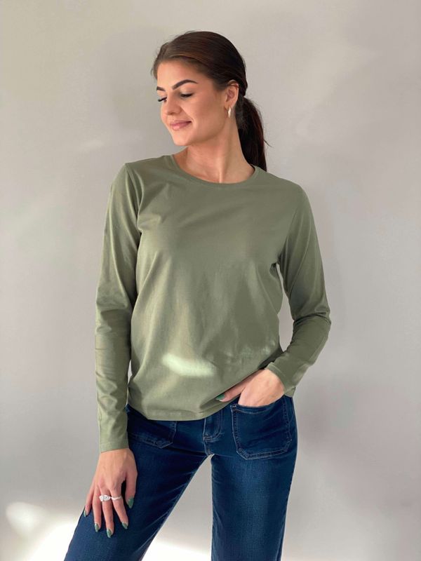 Pepper Basic Longsleeve Rund Hals Khaki Grønn