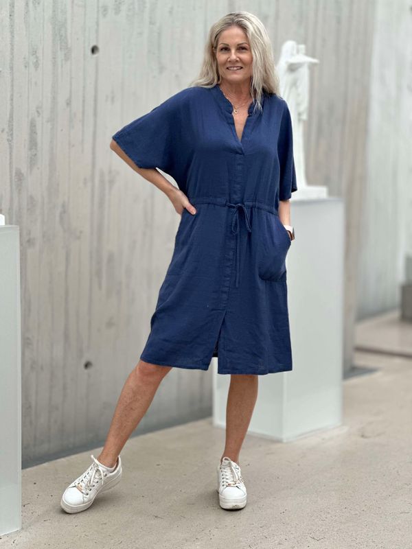 Elara Linkjole Plain Marine Blå