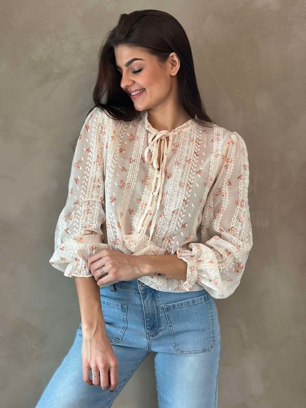 Hermine Bluse Orange Blomster