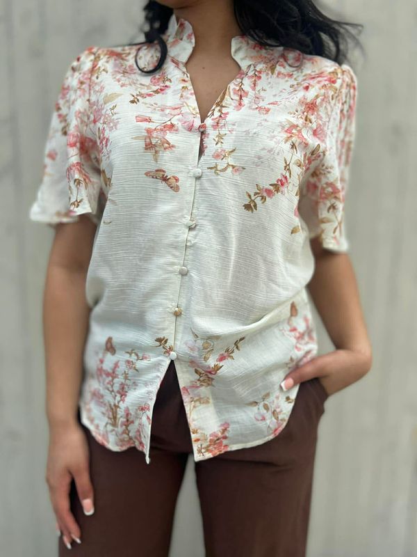 Lia Bluse Kort Erm Rosa