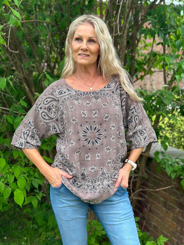 Linda Print Bluse Fango