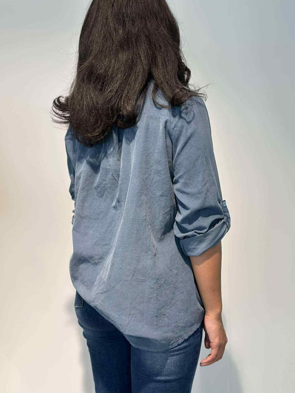 Cord Skjortebluse Jeans Blå